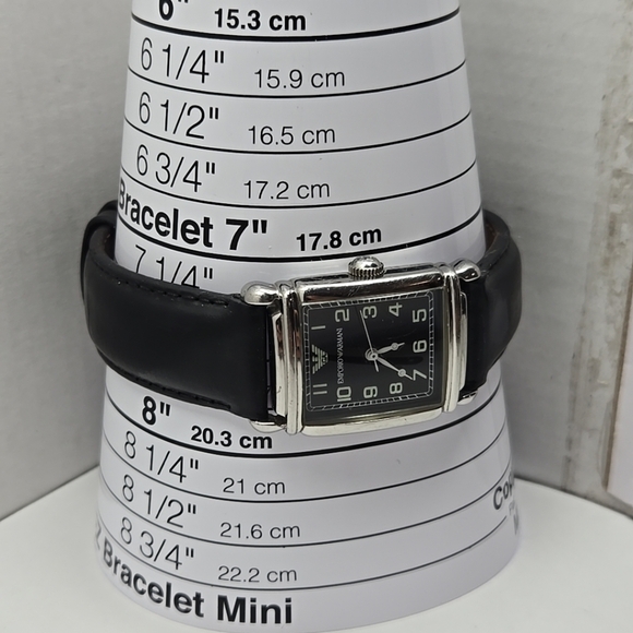 Emporio Armani AR0207 Tank Watch Black Dial Leather Strap Quartz New Battery - Picture 6 of 13